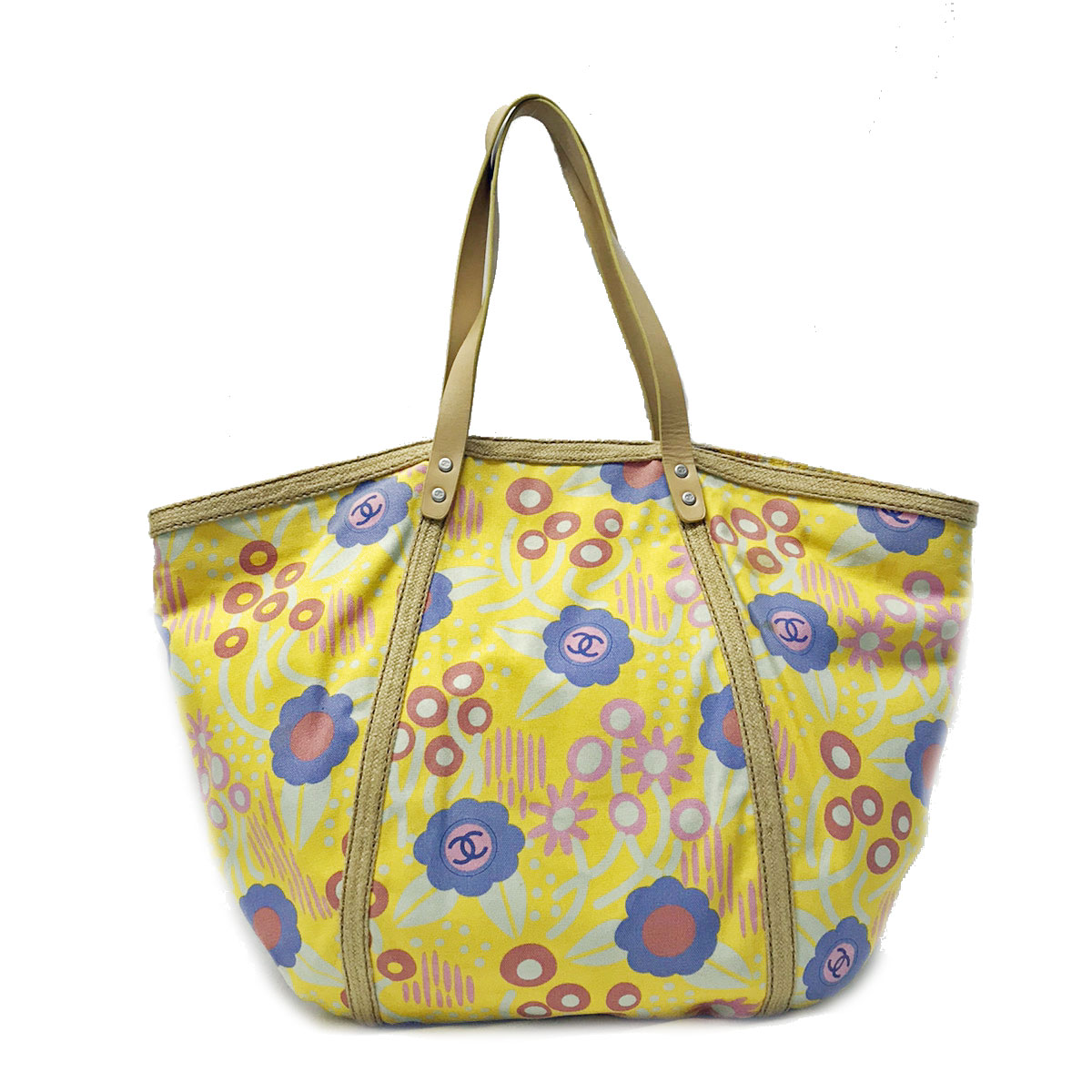 CHANEL シャネル トートバッグ レア ラフィア 学生バック キャンバス地