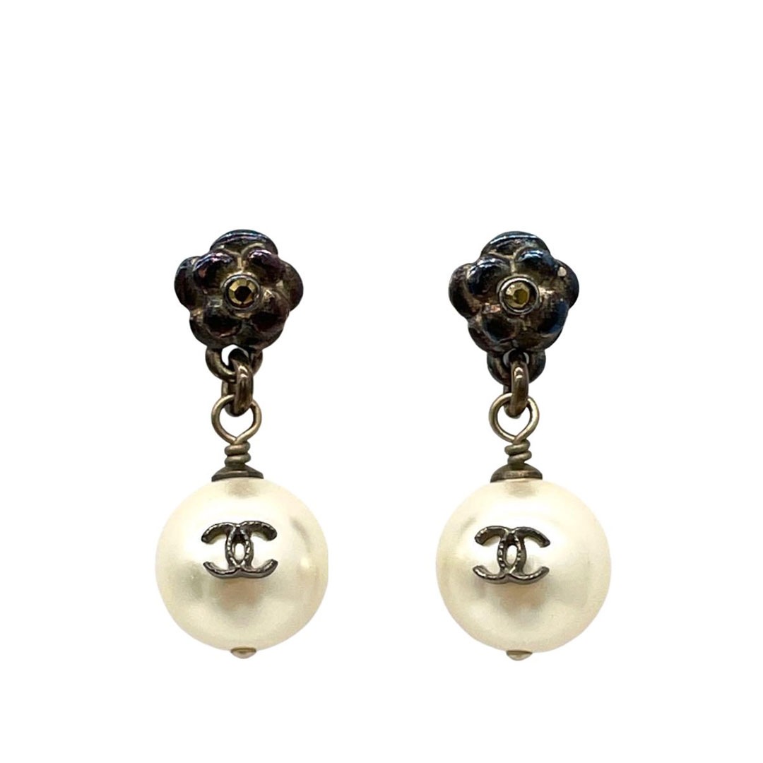 CHANEL シャネル スイングピアス フェイクパール カメリア ココマーク 