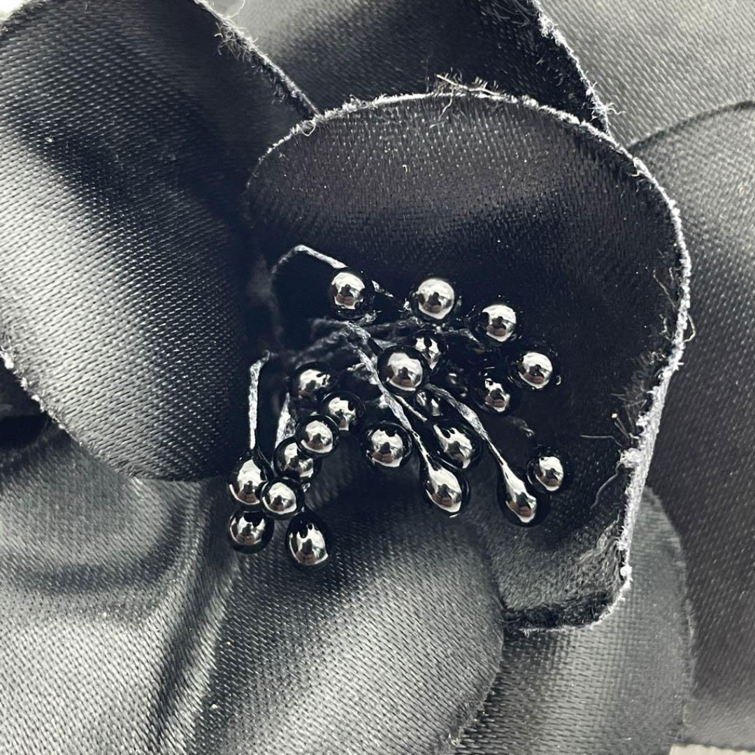 CHANEL シャネル コサージュ カメリア サテン ブラック ヴィンテージ