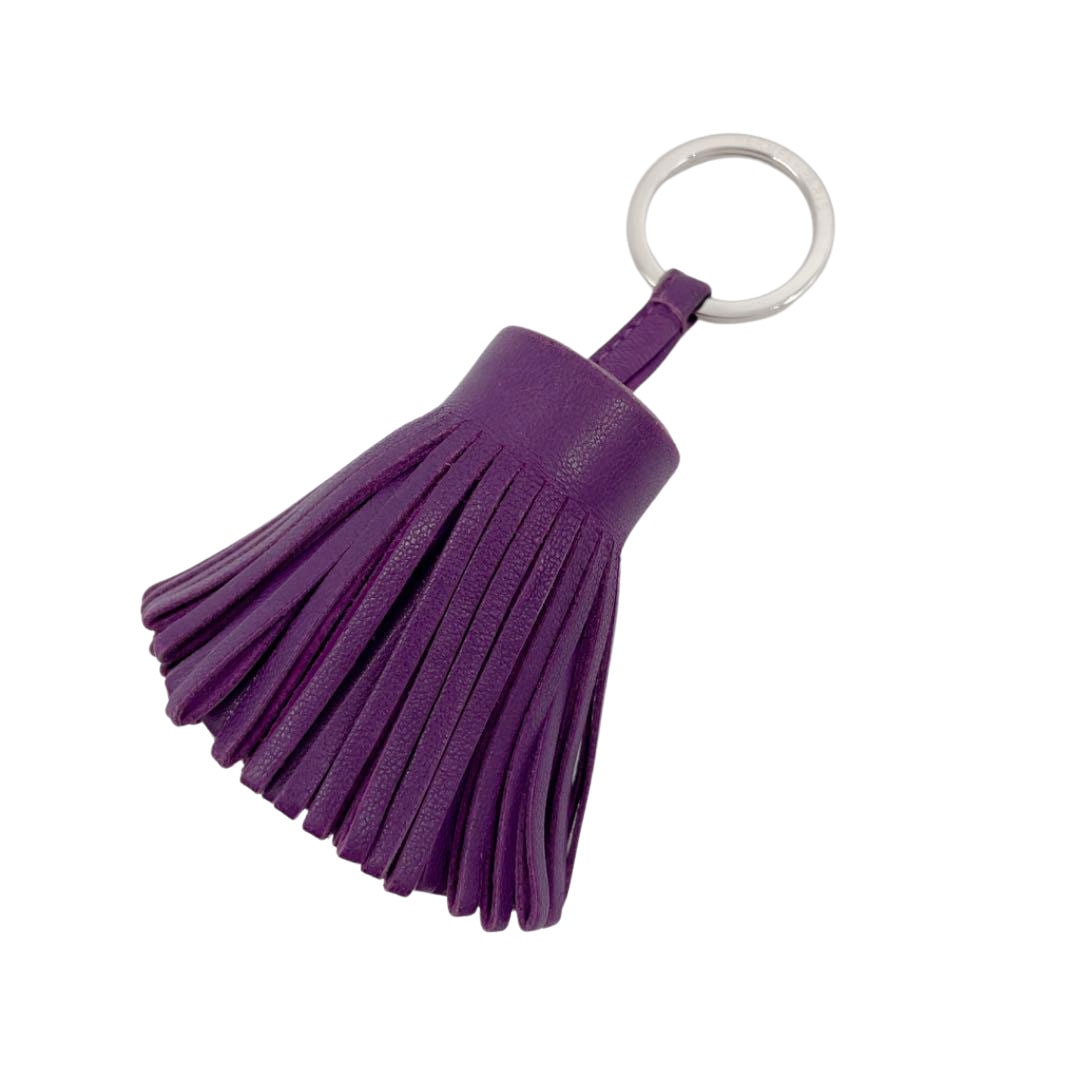 HERMES エルメス カルメン キーホルダー キーリング バッグチャーム AGNEAU(子羊革) ラムスキン パープル
