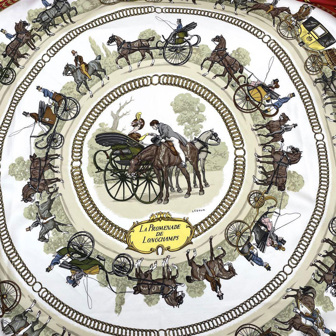 HERMES エルメス スカーフ カレ90 『LA PROMENADE DE LONG CHANMPS