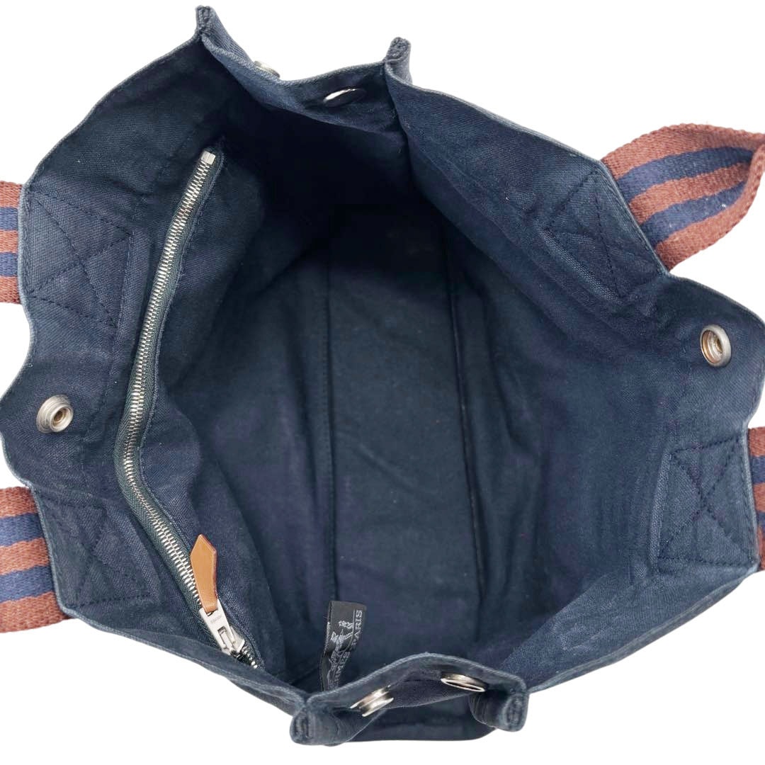 HERMES エルメス トートバッグ フールトゥPM キャンバス ネイビー/ブラウン