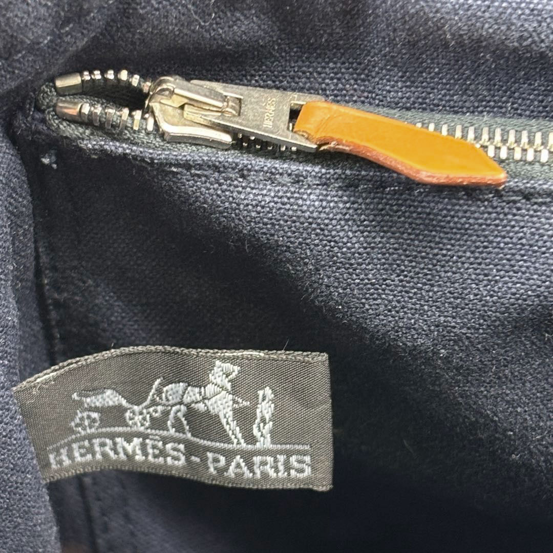 HERMES エルメス トートバッグ フールトゥPM キャンバス ネイビー/ブラウン