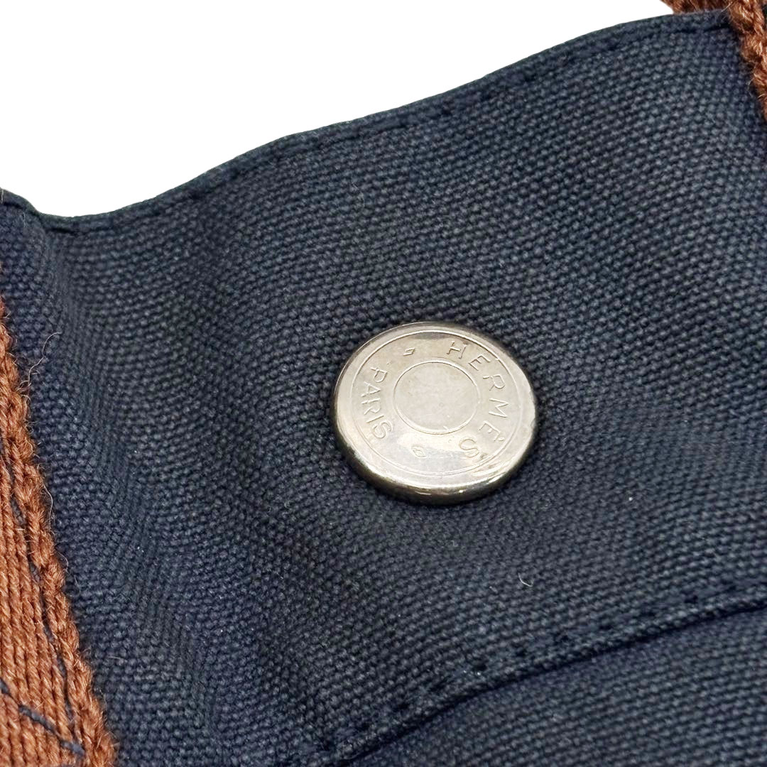 HERMES エルメス トートバッグ フールトゥPM キャンバス ネイビー/ブラウン