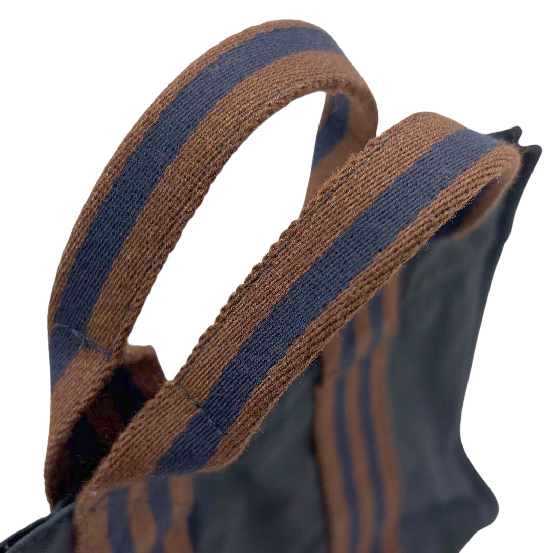 HERMES エルメス トートバッグ フールトゥPM キャンバス ネイビー/ブラウン