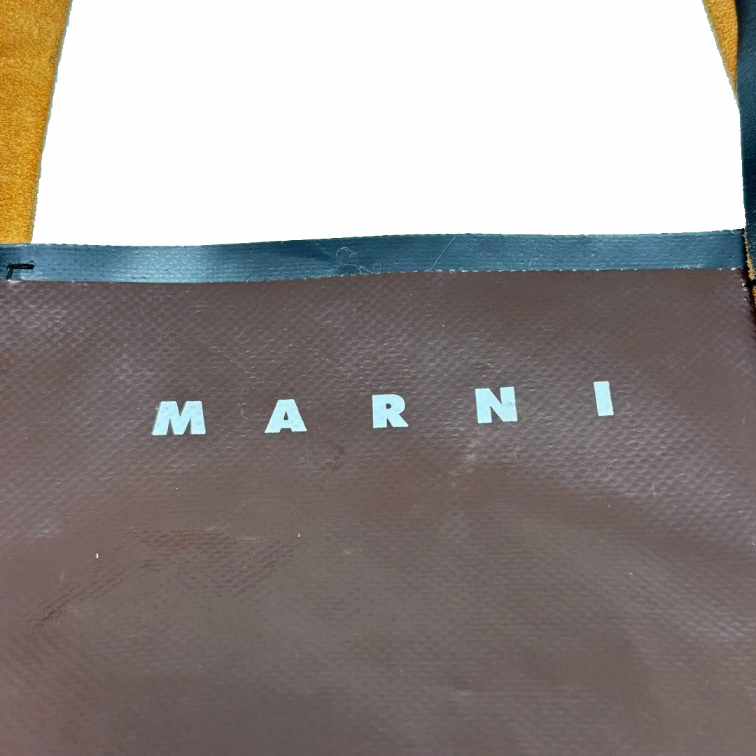 MARNI マルニ トートバッグ TRIBECA バイカラー ロゴ PVC/レザー ブラウン/ブラック