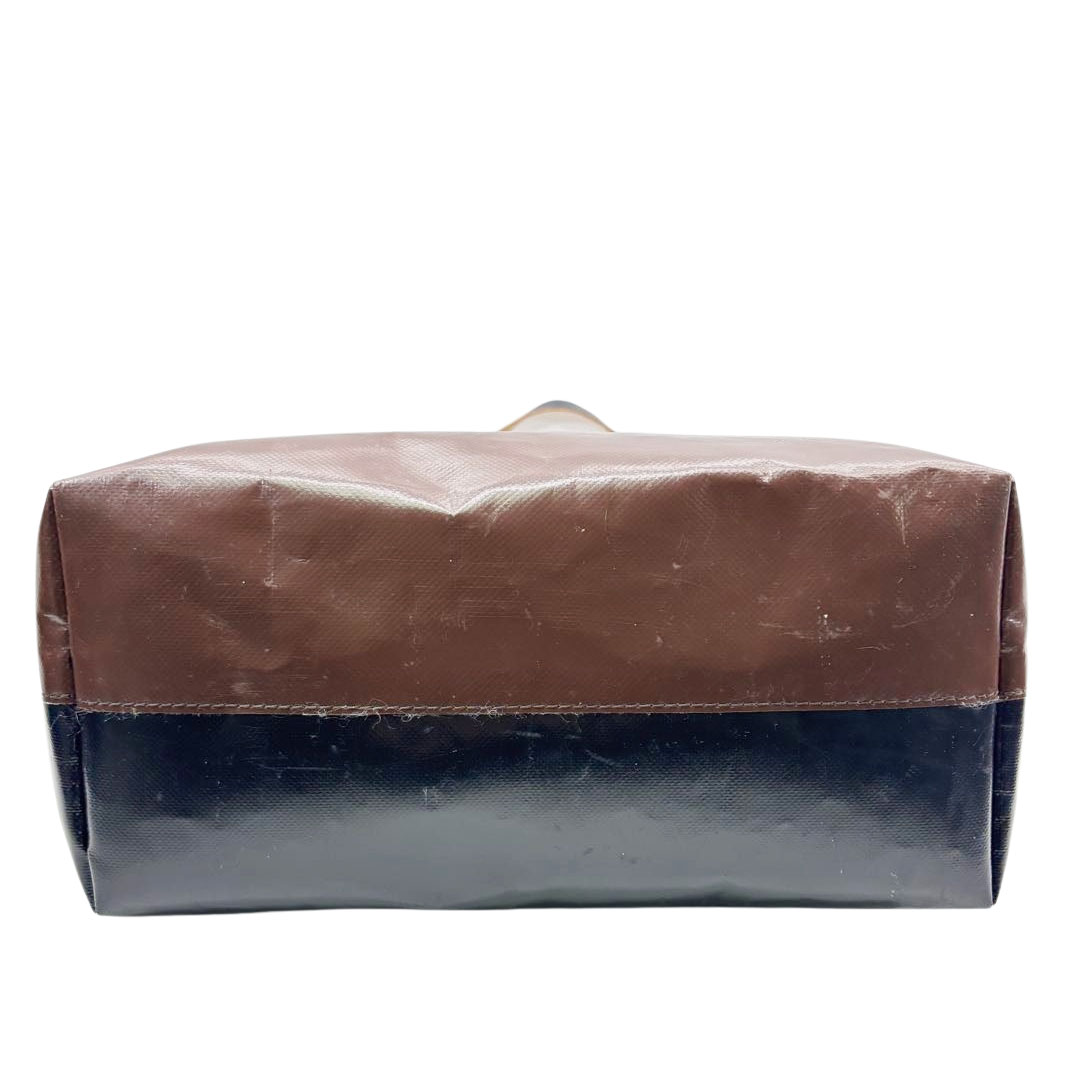 MARNI マルニ トートバッグ TRIBECA バイカラー ロゴ PVC/レザー ブラウン/ブラック