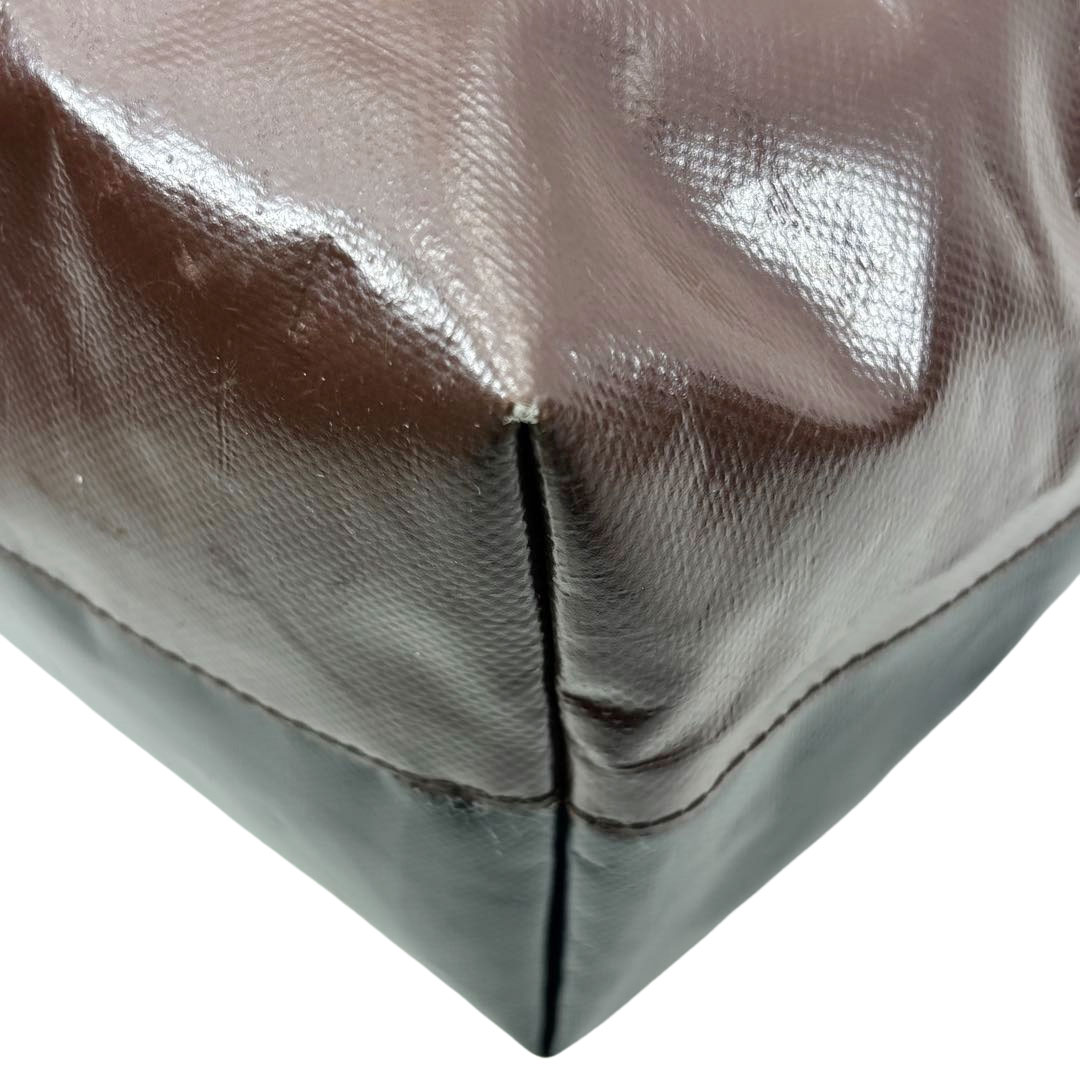 MARNI マルニ トートバッグ TRIBECA バイカラー ロゴ PVC/レザー ブラウン/ブラック