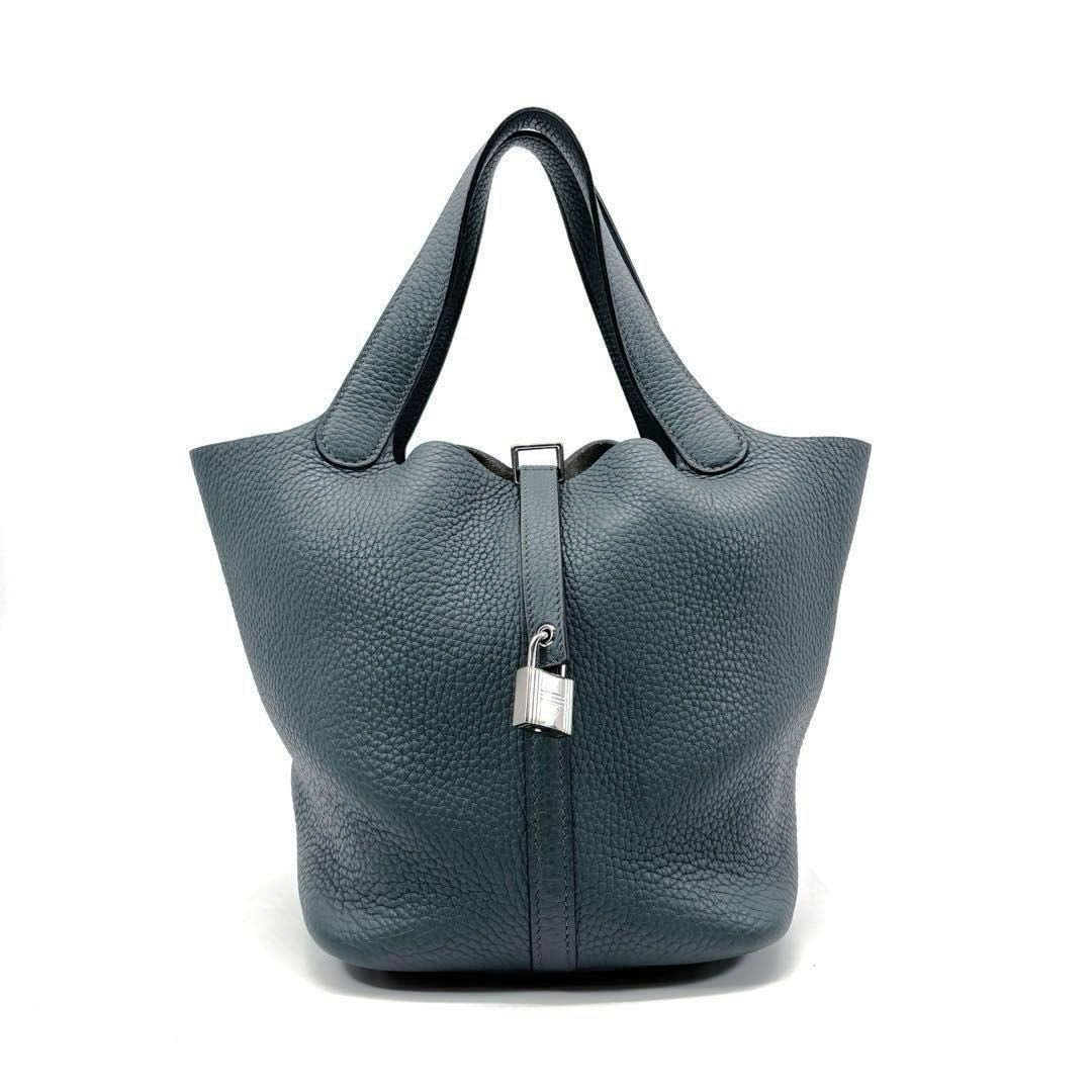 HERMES エルメス ハンドバッグ ピコタンロック22 MM トリヨンクレマンス ブルーオラージュ シルバー金具 Z刻印