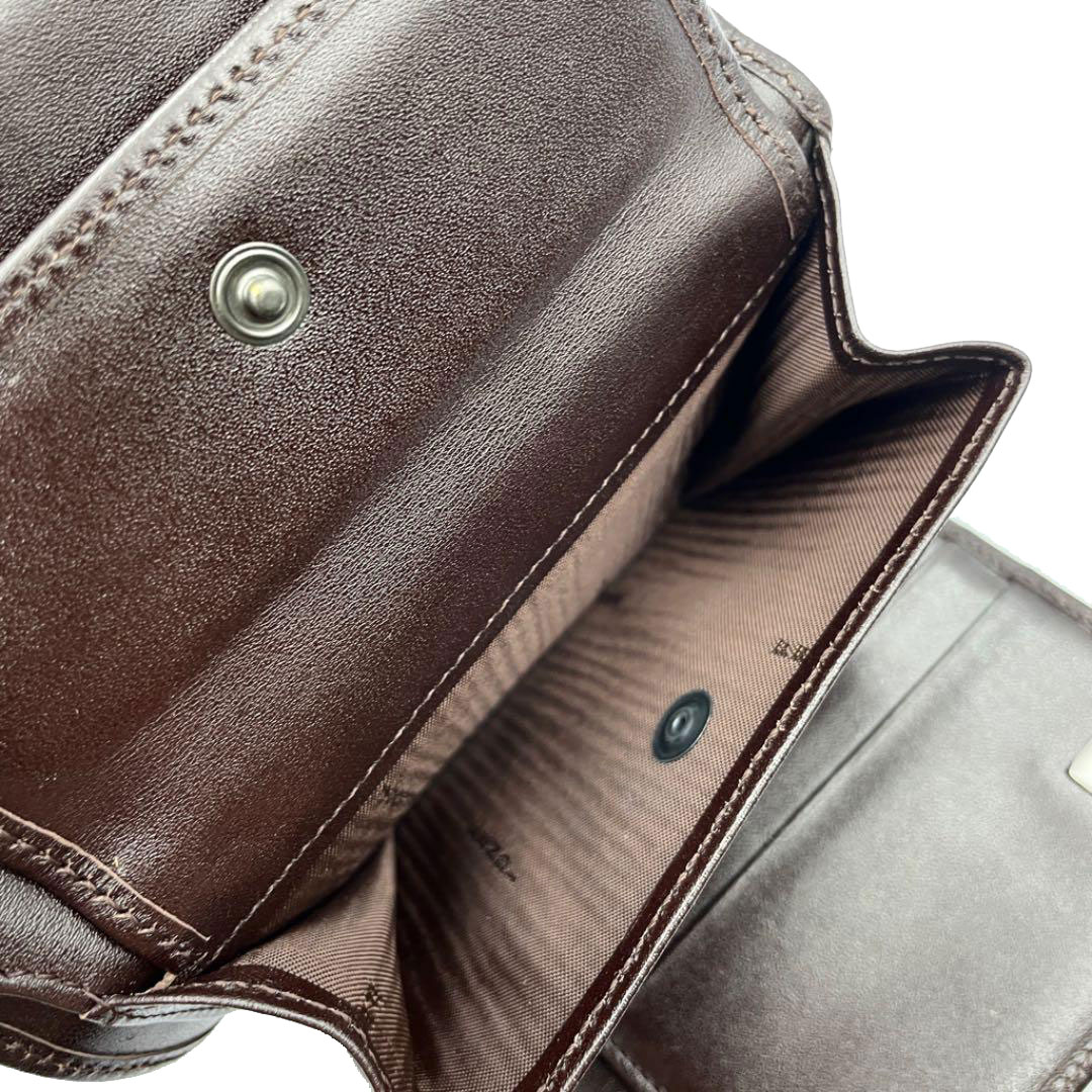 FENDI フェンディ ズッカ Wホック 三つ折り財布 キャンバス レザー ブラウン系