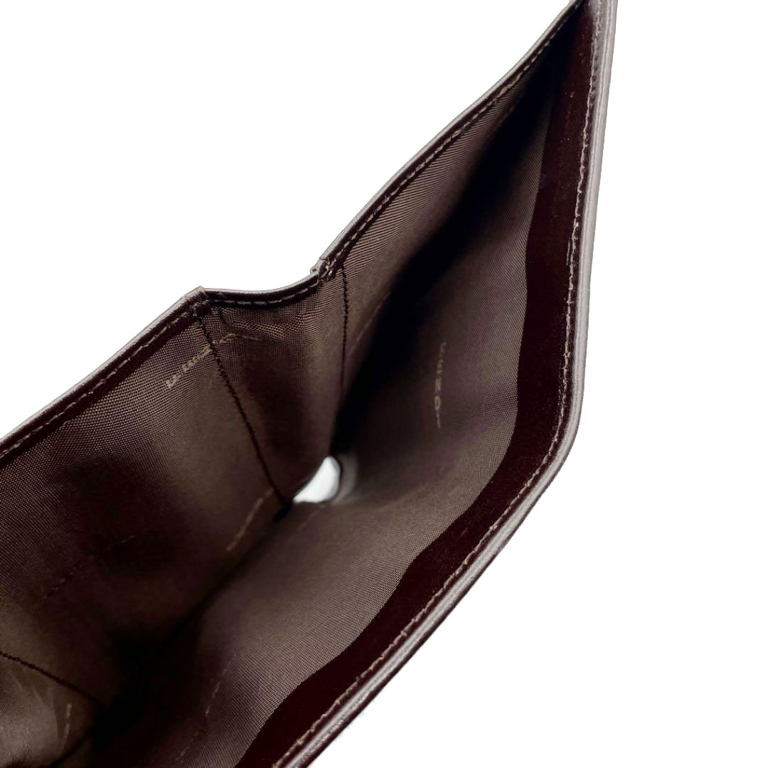 FENDI フェンディ ズッカ Wホック 三つ折り財布 キャンバス レザー ブラウン系