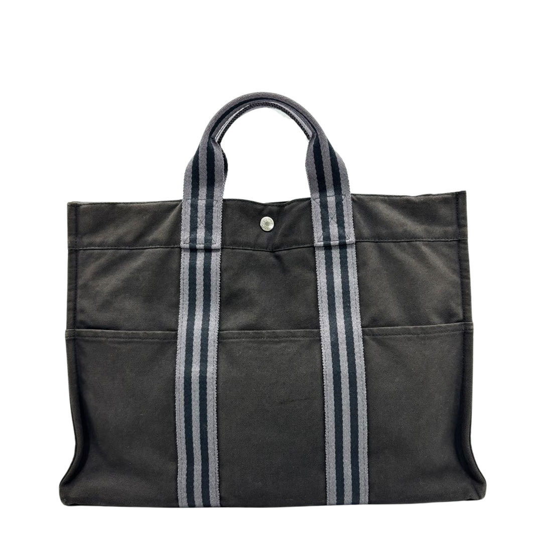 HERMES エルメス トートバッグ フールトゥMM キャンバス ダークグレー/グレー