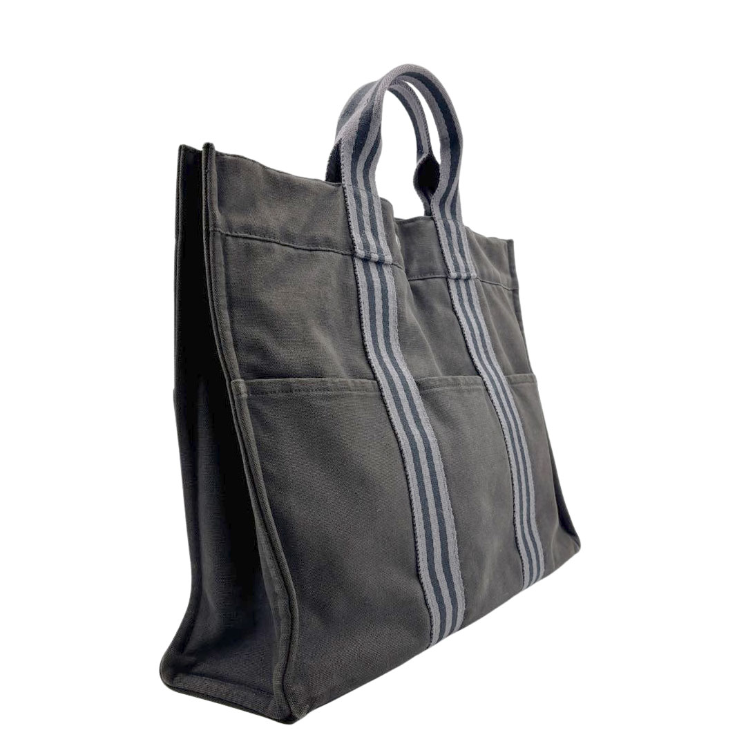 HERMES エルメス トートバッグ フールトゥMM キャンバス ダークグレー/グレー