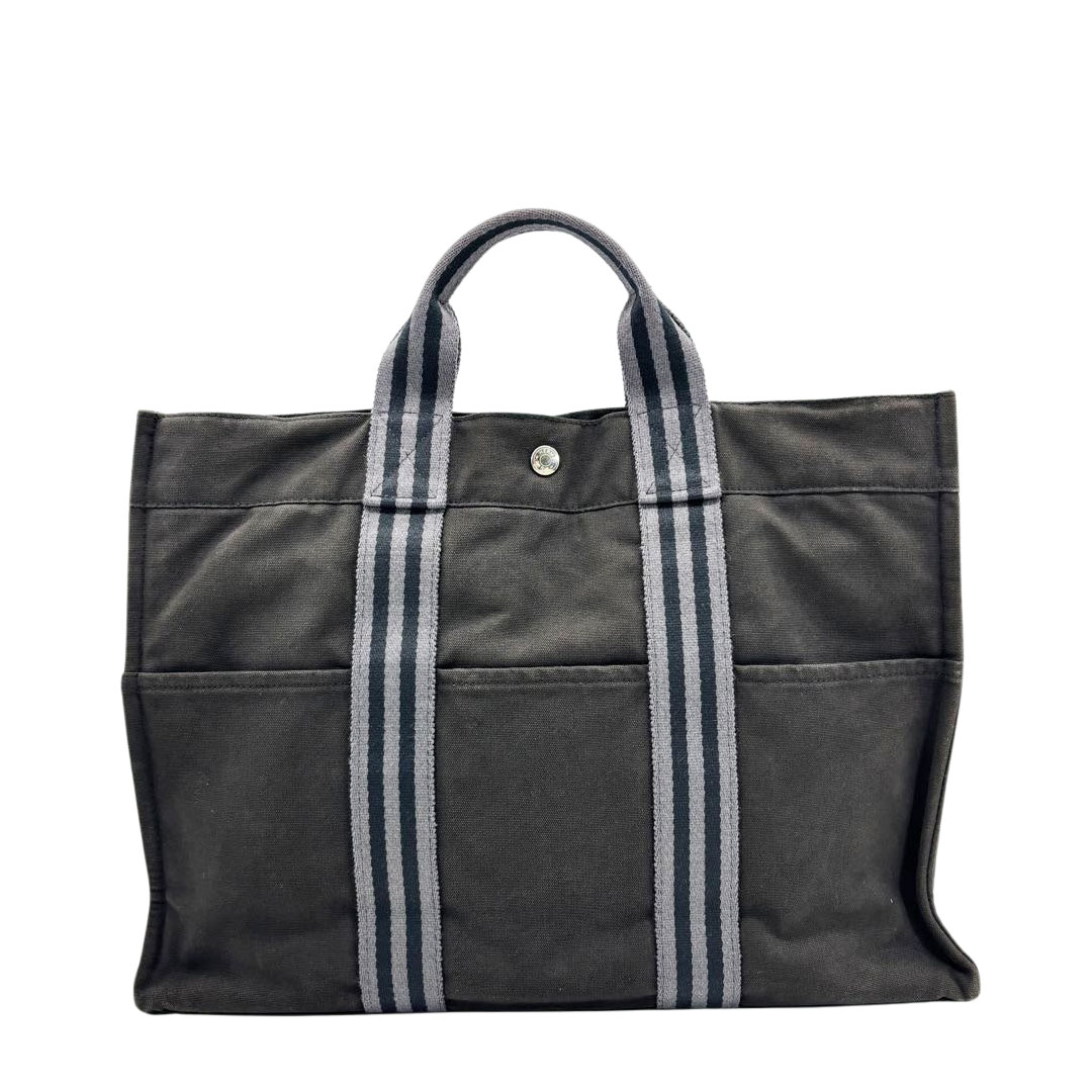 HERMES エルメス トートバッグ フールトゥMM キャンバス ダークグレー/グレー