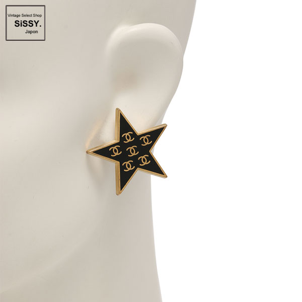 ■シャネル■ イヤリング スター ココマーク ブラック ゴールド 01P 【CHANEL】