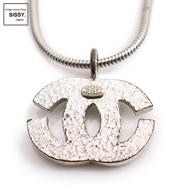 01P CHANEL シャネル CCマーク ラインストーン クリア×シルバー ココマーク ネックレス ラインストーン シルバー クリア F12V
