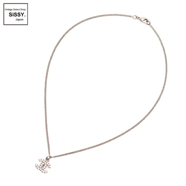 ■シャネル■ ココマーク ネックレス ラインストーン シルバー 07V 【CHANEL】