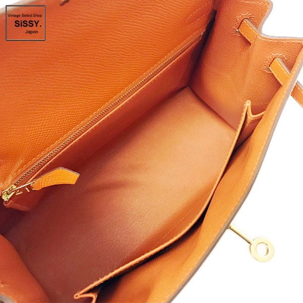 ■エルメス■ ケリー25 2WAY ハンドバッグ ヴォーエプソン オレンジ(FEU)/ゴールド金具 外縫い D刻印(2019年製) 【HERMES】