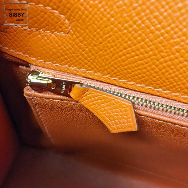 ■エルメス■ ケリー25 2WAY ハンドバッグ ヴォーエプソン オレンジ(FEU)/ゴールド金具 外縫い D刻印(2019年製) 【HERMES】
