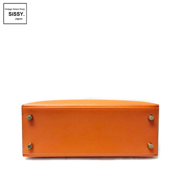 ■エルメス■ ケリー25 2WAY ハンドバッグ ヴォーエプソン オレンジ(FEU)/ゴールド金具 外縫い D刻印(2019年製) 【HERMES】