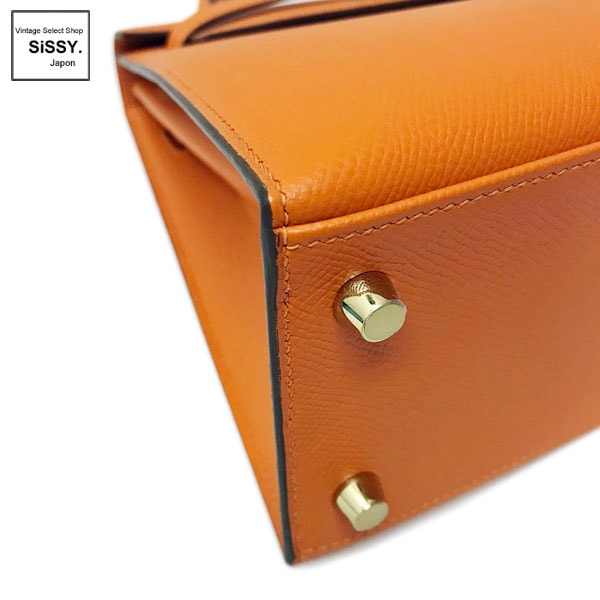 ■エルメス■ ケリー25 2WAY ハンドバッグ ヴォーエプソン オレンジ(FEU)/ゴールド金具 外縫い D刻印(2019年製) 【HERMES】