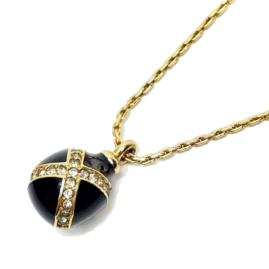 Christian Dior クリスチャン・ディオール ネックレス ラインストーン ゴールド ブラック