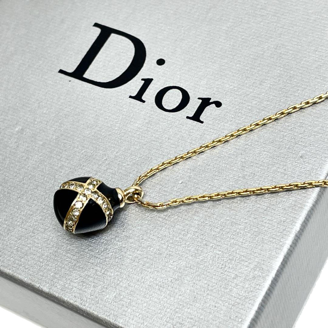 Christian Dior クリスチャン・ディオール ネックレス ラインストーン ゴールド ブラック