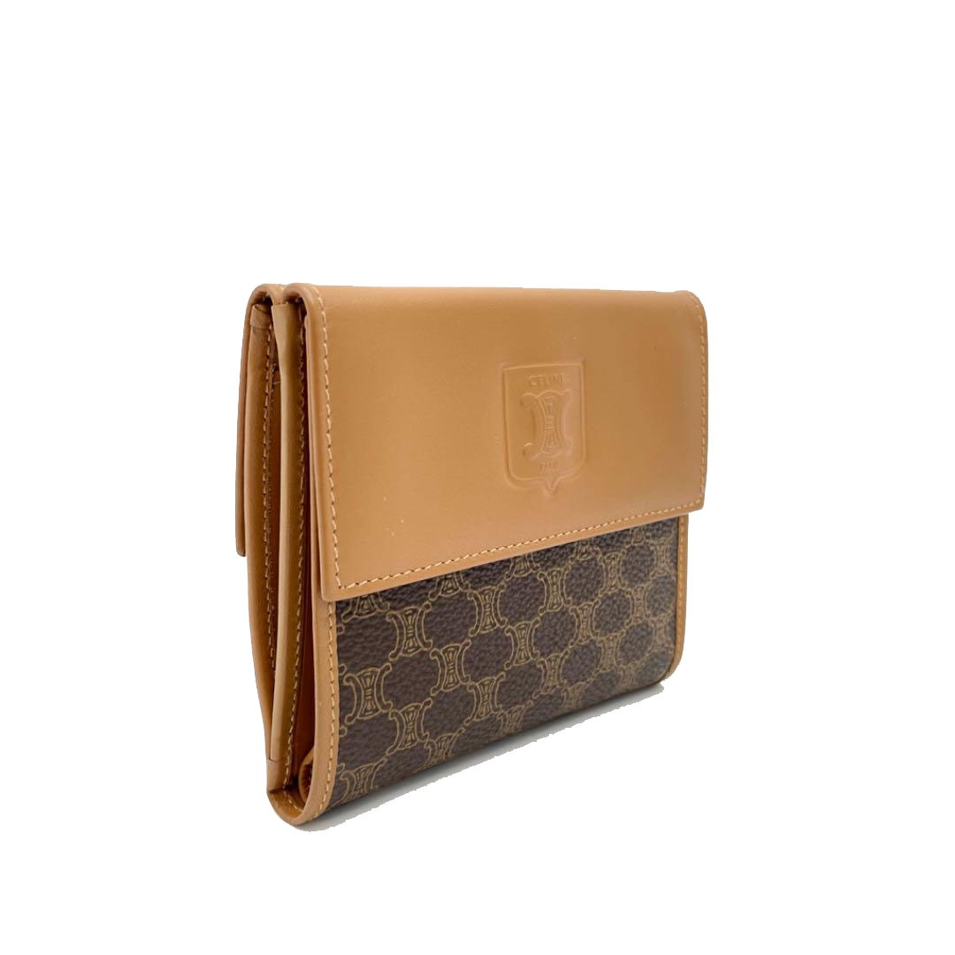 CELINE セリーヌ Wホック コンパクト財布 マカダム柄 PVC レザー