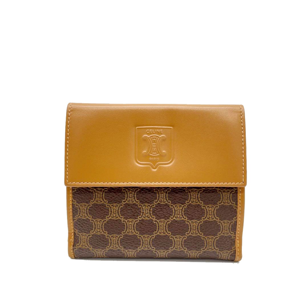CELINE マカダム柄コンパクトウォレット CELINE セリーヌ Wホック コンパクト財布 マカダム柄 PVC レザー