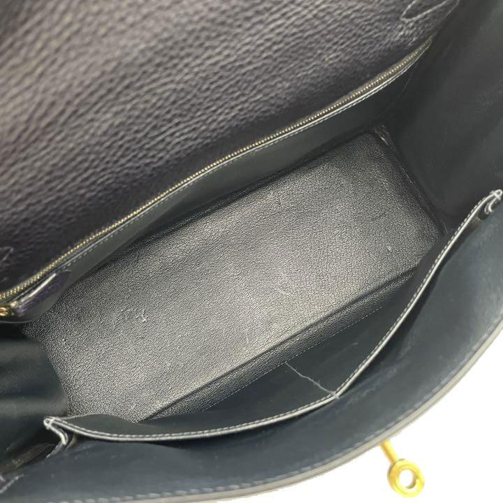 HERMES エルメス ハンドバッグ ケリー32 内縫いトゴ ダークネイビー系 ゴールド金具 □A刻印