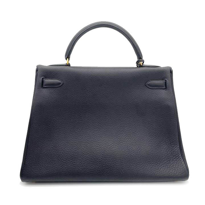 HERMES エルメス ハンドバッグ ケリー32 内縫いトゴ ダークネイビー系 ゴールド金具 □A刻印