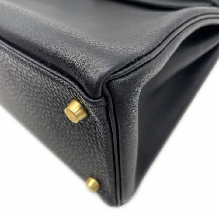 HERMES エルメス ハンドバッグ ケリー32 内縫いトゴ ダークネイビー系 ゴールド金具 □A刻印