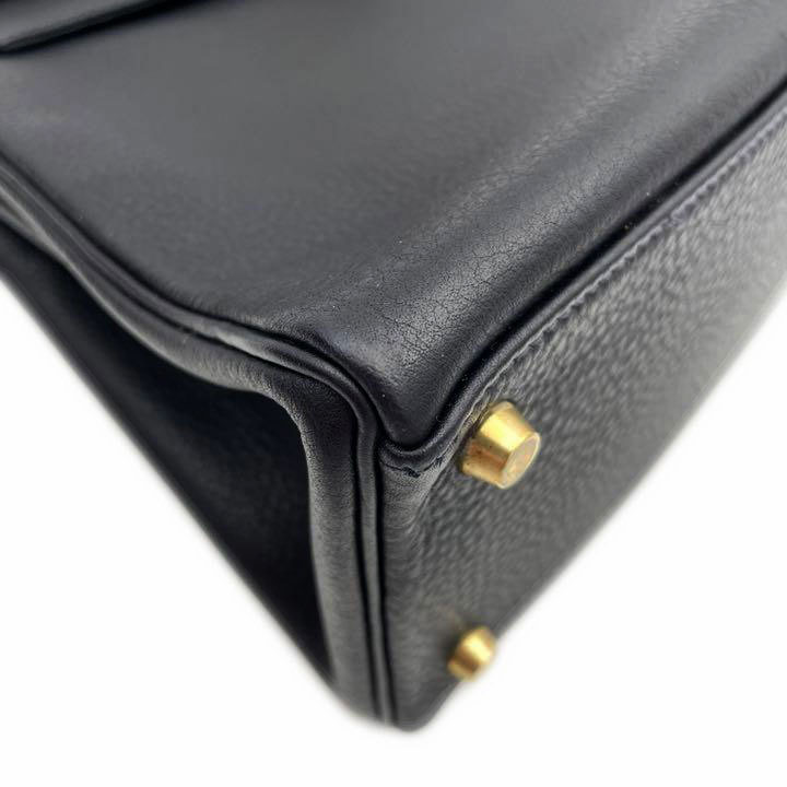 HERMES エルメス ハンドバッグ ケリー32 内縫いトゴ ダークネイビー系 ゴールド金具 □A刻印