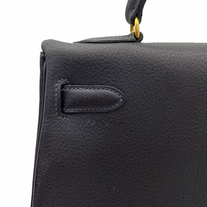 HERMES エルメス ハンドバッグ ケリー32 内縫いトゴ ダークネイビー系 ゴールド金具 □A刻印