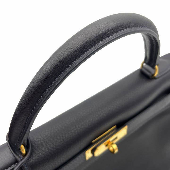 HERMES エルメス ハンドバッグ ケリー32 内縫いトゴ ダークネイビー系 ゴールド金具 □A刻印