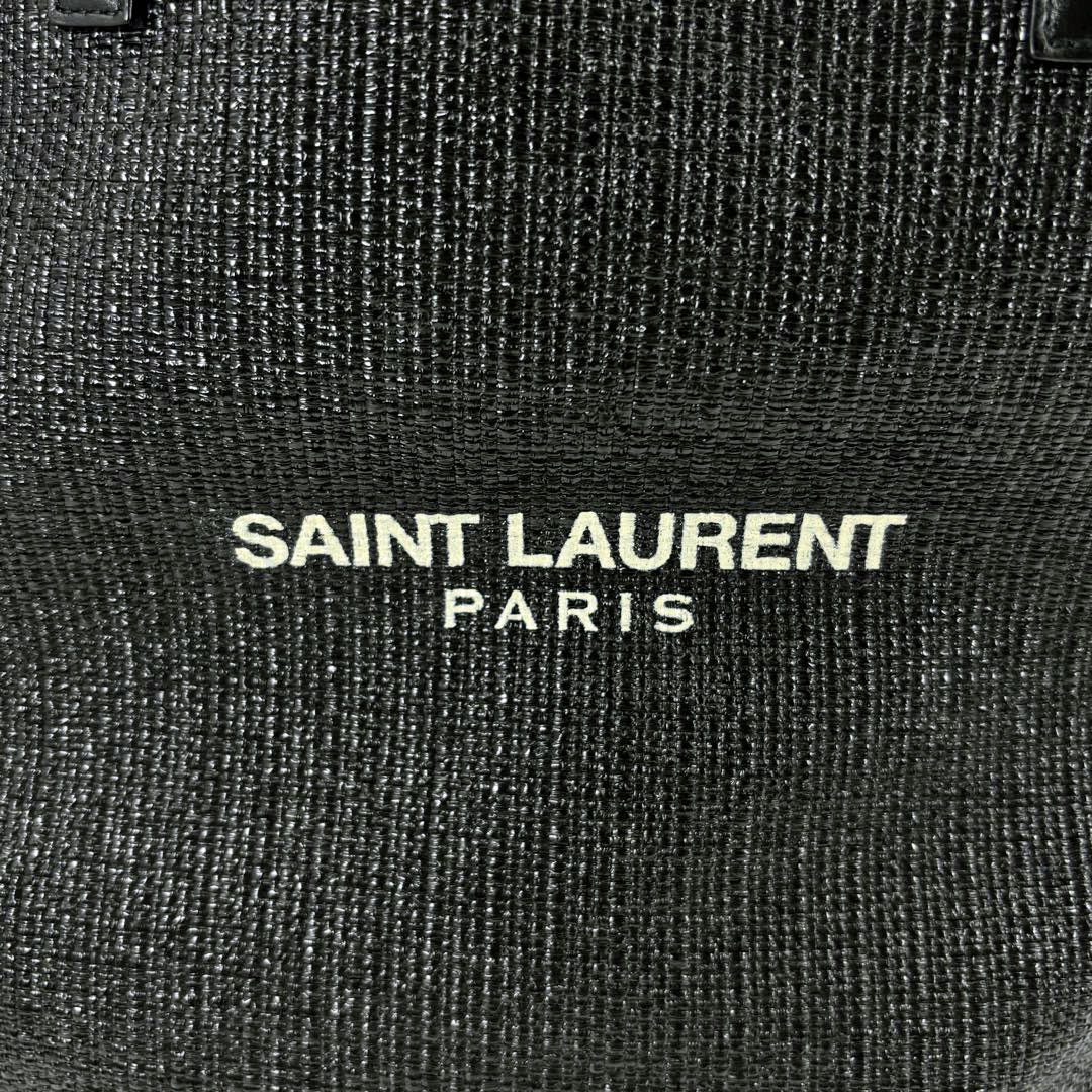 SAINT LAURENT PARIS サンローランパリ トートバッグ テディ ストロー/レザー ブラック 551595