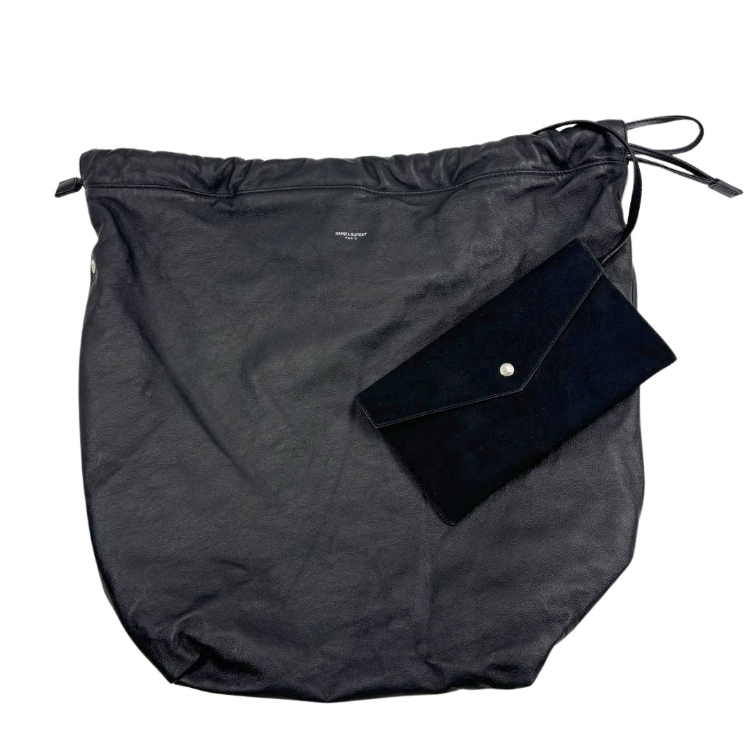 SAINT LAURENT PARIS サンローランパリ トートバッグ テディ ストロー/レザー ブラック 551595