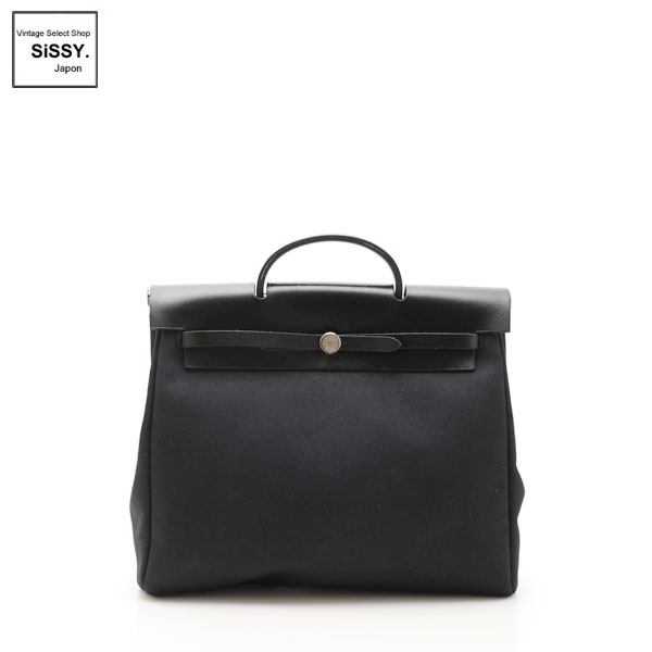 ■エルメス■ エールバッグMM ハンドバッグ トワルオフィシエ ボックスカーフ ブラック 2WAY □D刻印 【HERMES】