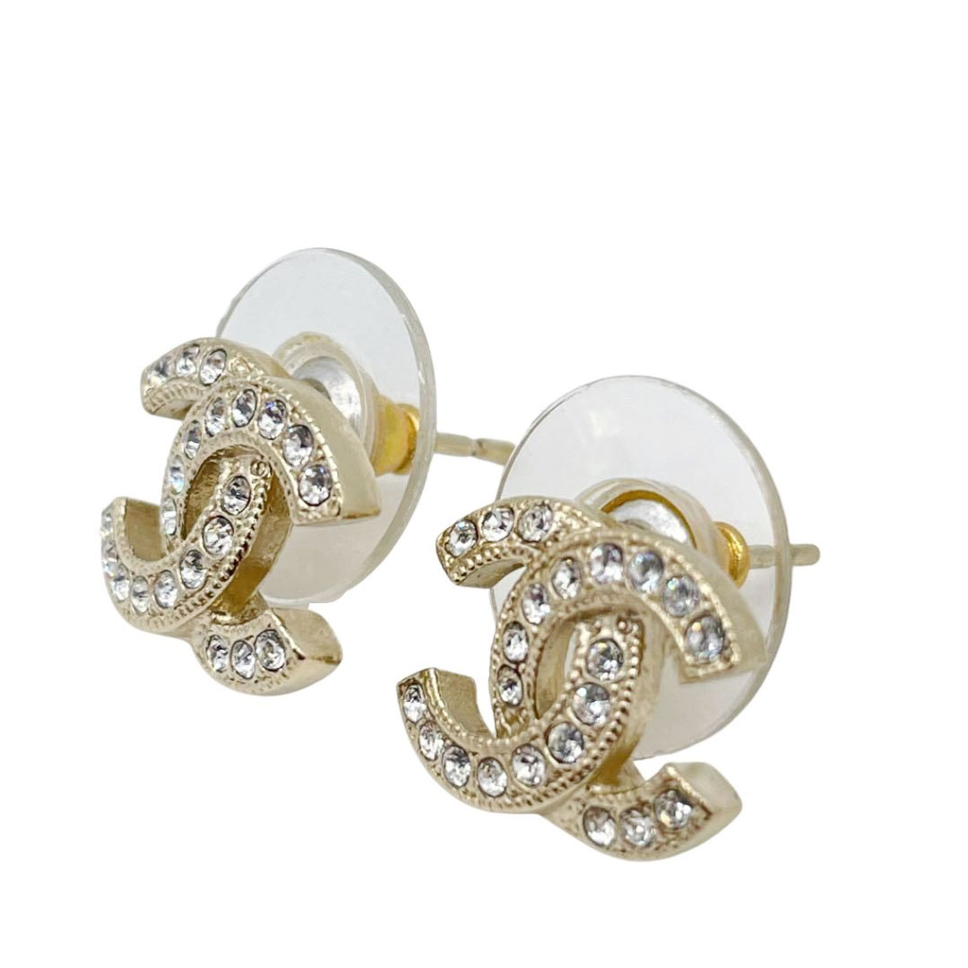 CHANEL シャネル ピアス ココマーク ラインストーン ゴールド