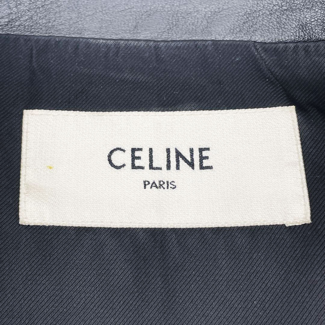 CELINE セリーヌ バイカー ライダースジャケット ラムスキン 34 ブラック ゴールド金具 2021SS 2E886413A