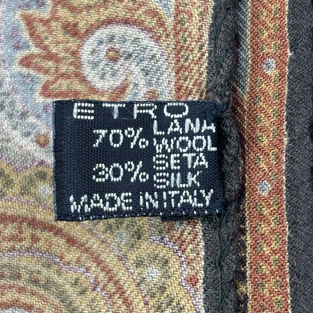 ETRO エトロ ストール ペイズリー柄 ウール70%/シルク30% ブラウン系