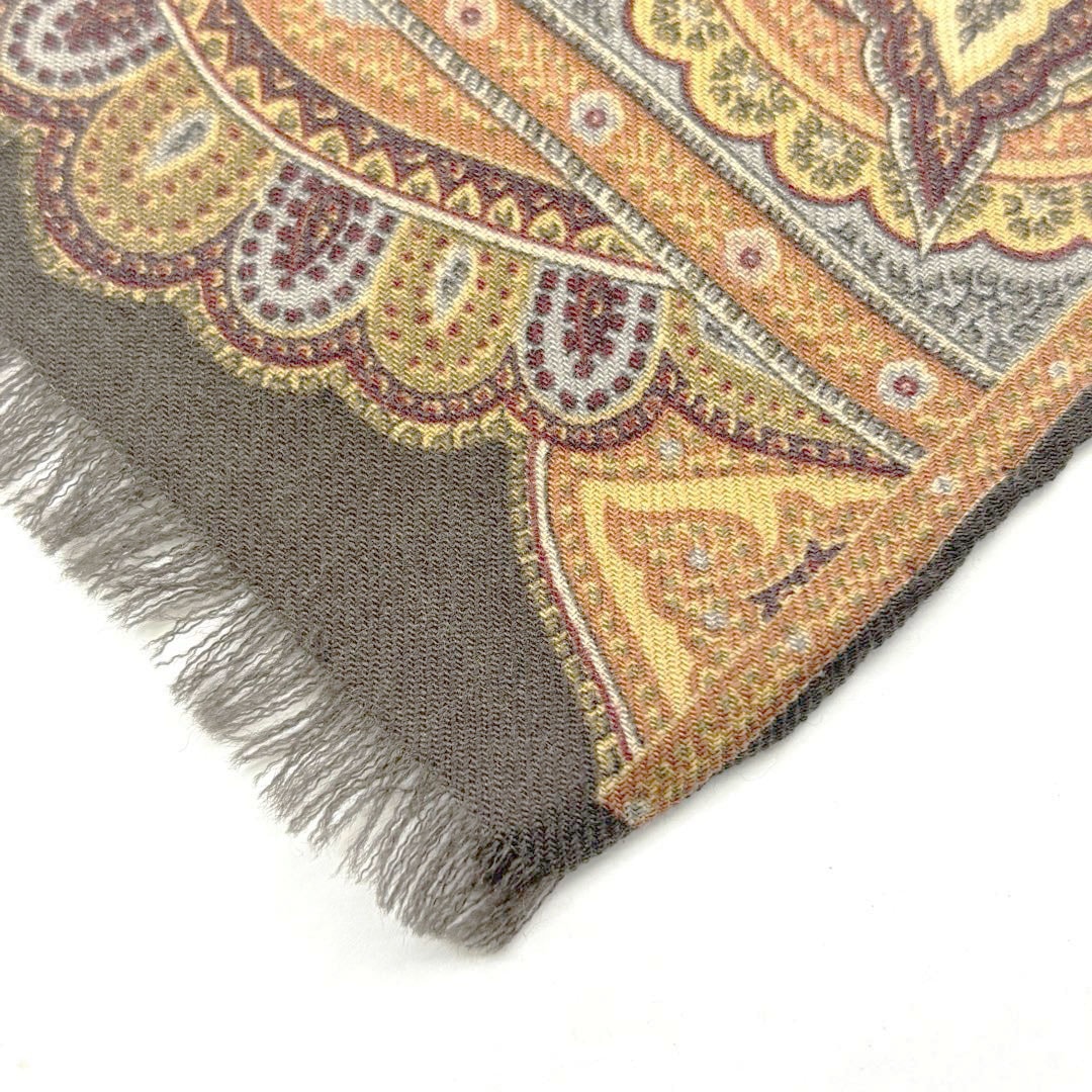 ETRO エトロ ストール ペイズリー柄 ウール70%/シルク30% ブラウン系