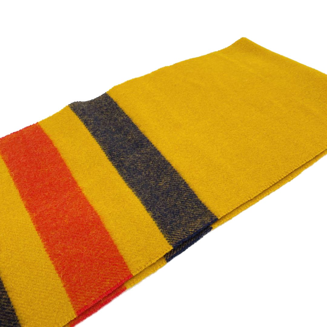 HERMES エルメス ロカバール マフラー ウール100％ マスタードイエロー オレンジ ネイビー