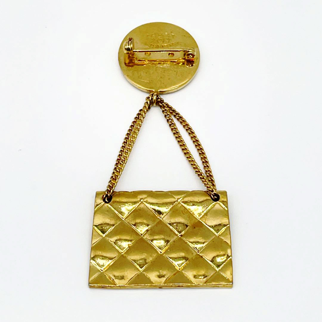 CHANEL シャネル ブローチ マトラッセ バッグモチーフ ゴールド 23