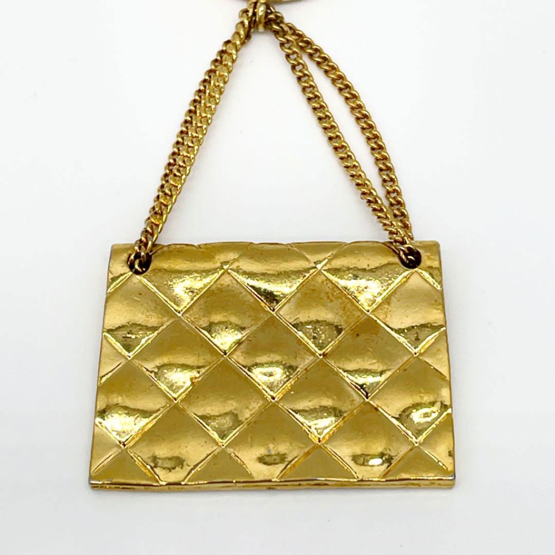 CHANEL シャネル ブローチ マトラッセ バッグモチーフ ゴールド