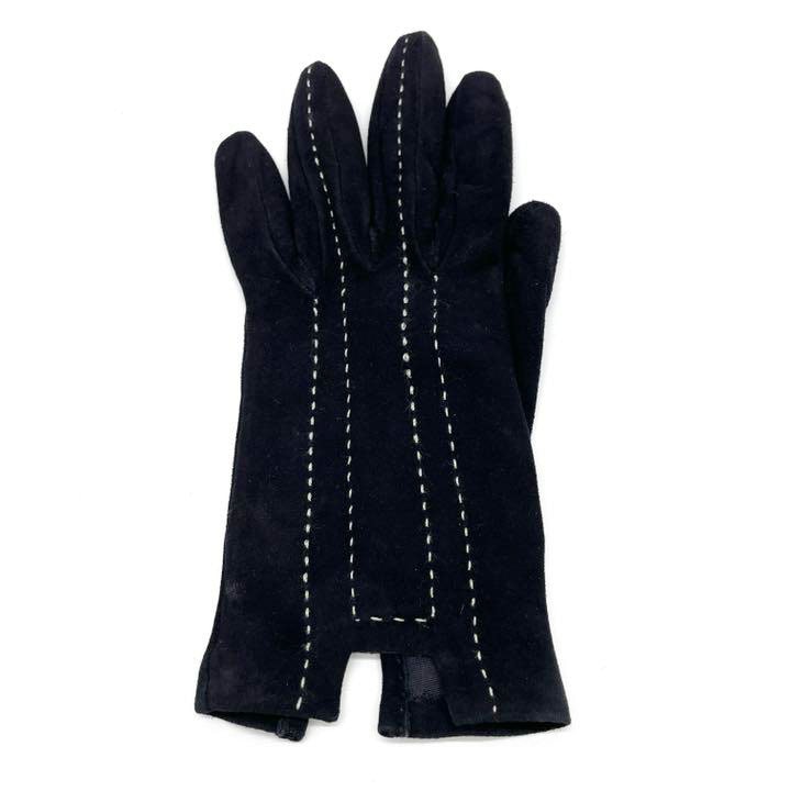 HERMES エルメス ステッチグローブ 手袋 ヌバックレザー ブラック