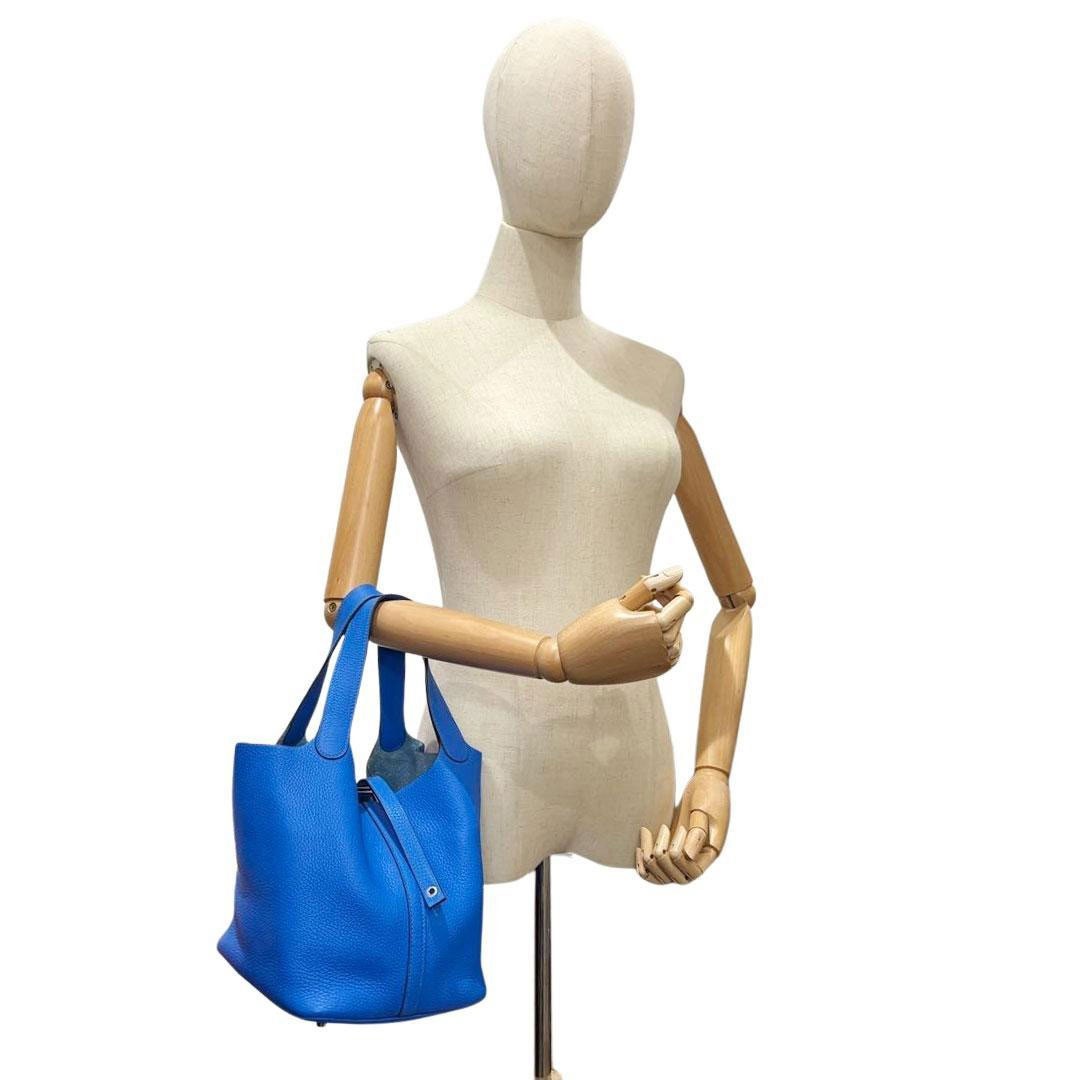 HERMES エルメス ハンドバッグ ピコタンロック22 MM トリヨンクレマンス ブルーイドラ/シルバー金具 X刻印