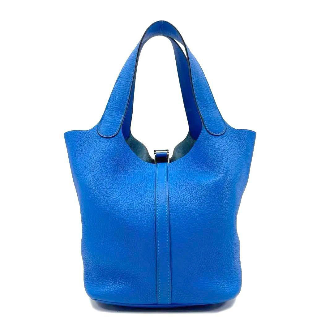 HERMES エルメス ハンドバッグ ピコタンロック22 MM トリヨンクレマンス ブルーイドラ/シルバー金具 X刻印