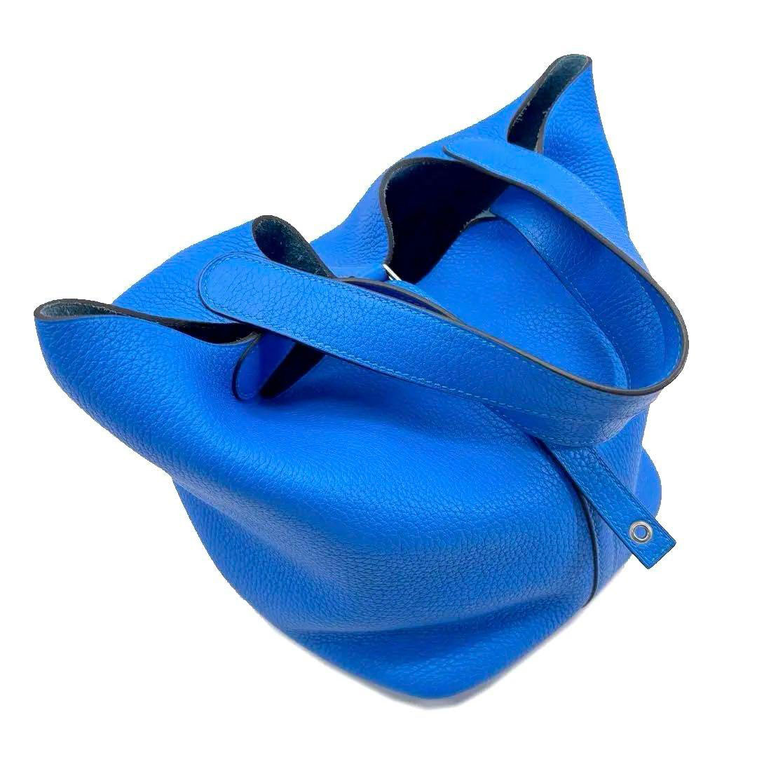 HERMES エルメス ハンドバッグ ピコタンロック22 MM トリヨンクレマンス ブルーイドラ/シルバー金具 X刻印