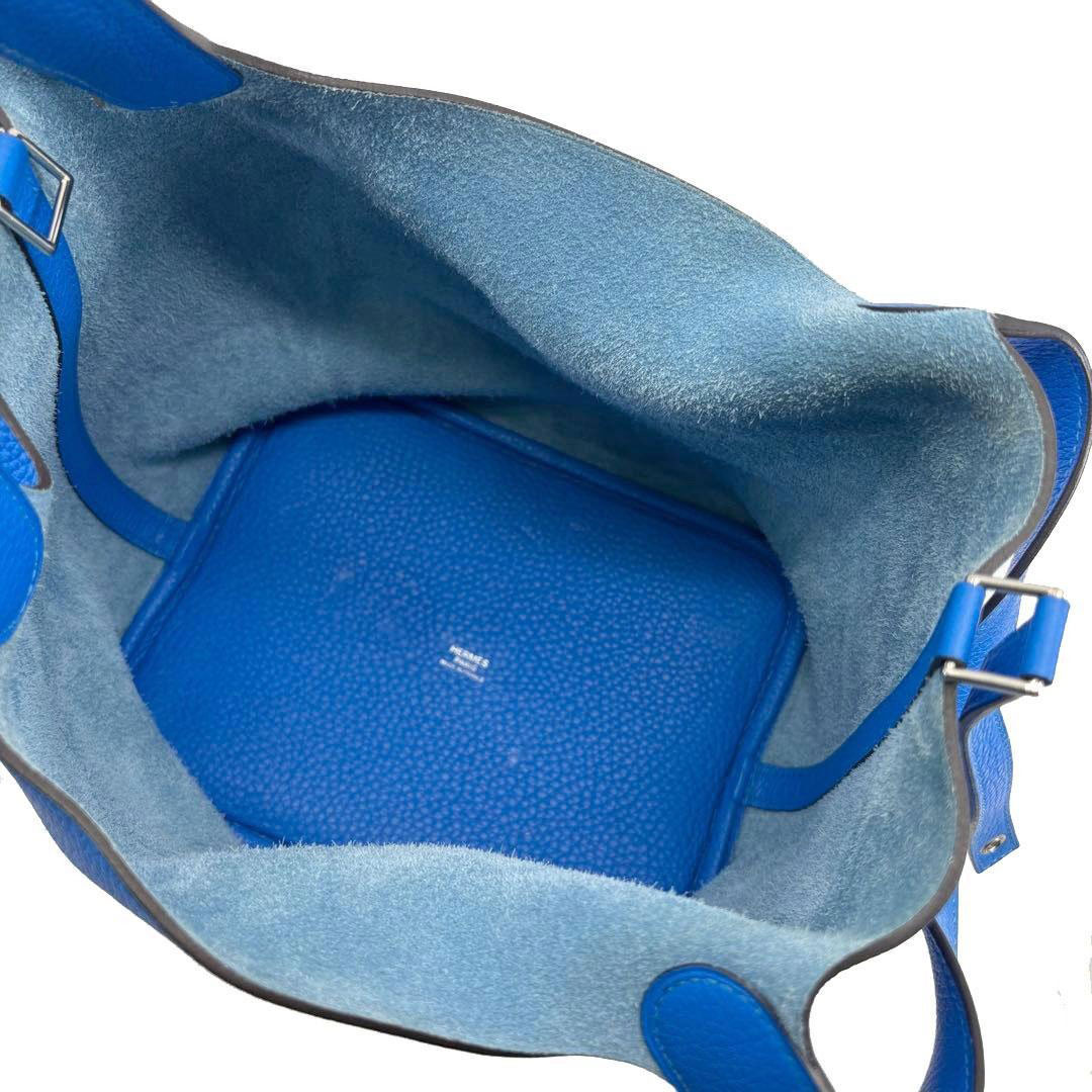 HERMES エルメス ハンドバッグ ピコタンロック22 MM トリヨンクレマンス ブルーイドラ/シルバー金具 X刻印